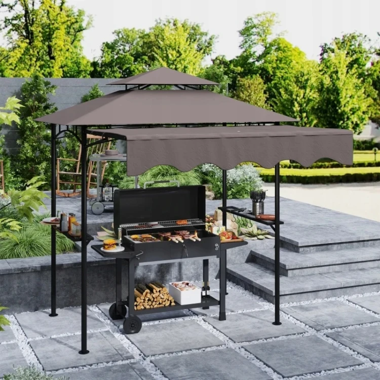 Pawilon grillowy 242x232 cm altana grillowa z dachem Outsunny kolor kawa
