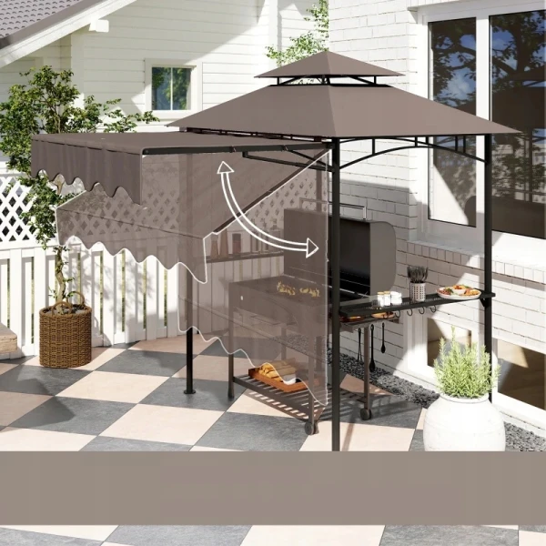 Pawilon grillowy 242x232 cm altana grillowa z dachem Outsunny kolor kawa
