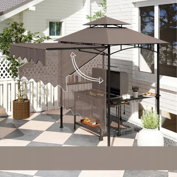 Pawilon grillowy 242x232 cm altana grillowa z dachem Outsunny kolor kawa