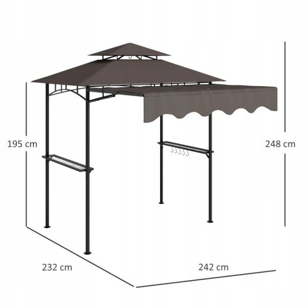 Pawilon grillowy 242x232 cm altana grillowa z dachem Outsunny kolor kawa