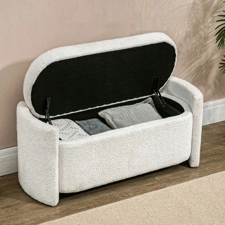 Ławka z pojemnikiem HOMCOM tapicerowana kremowa 105 x 44 x 45,5 cm