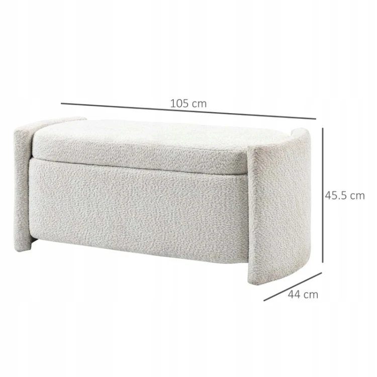 Ławka z pojemnikiem HOMCOM tapicerowana kremowa 105 x 44 x 45,5 cm