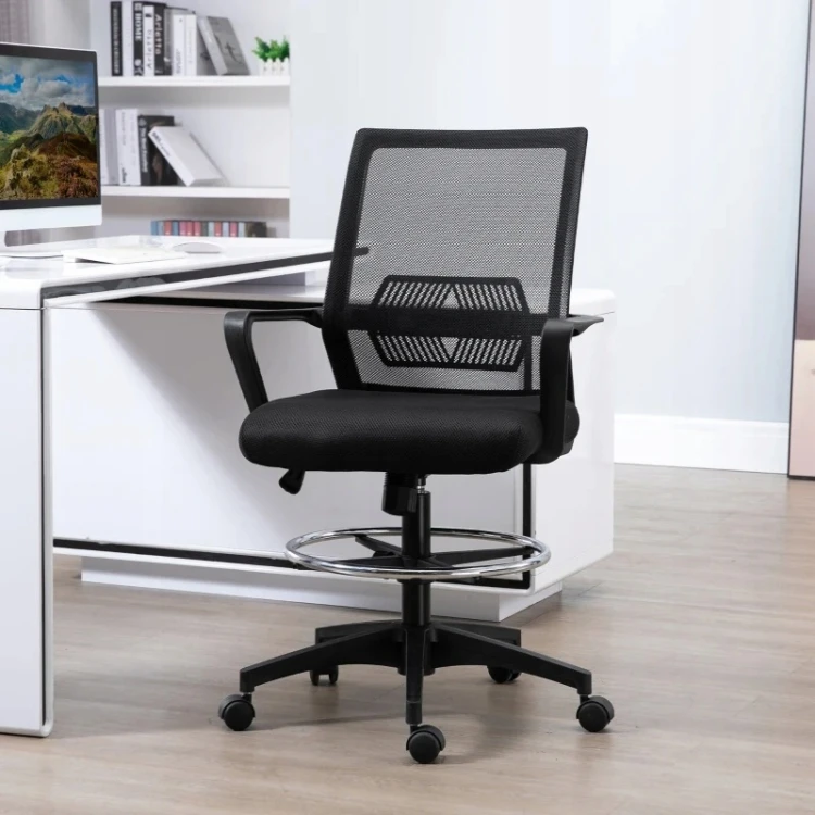 Fotel biurowy ergonomiczny z podnóżkiem Vinsetto krzesło obrotowe, czarny