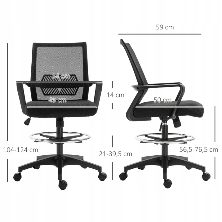Fotel biurowy ergonomiczny z podnóżkiem Vinsetto krzesło obrotowe, czarny