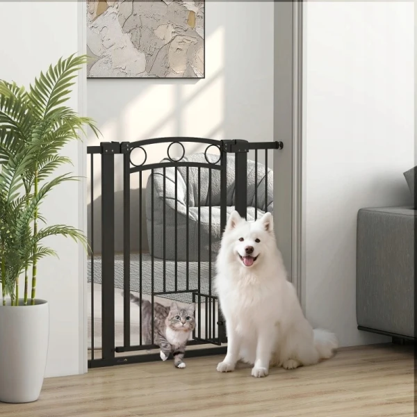 Bramka dla psa i kota 96 cm regulowana 76-104 cm PawHut czarna