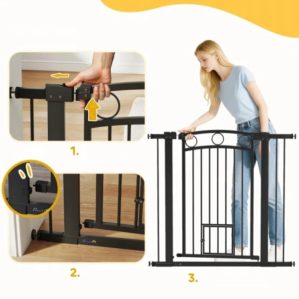 Bramka dla psa i kota 96 cm regulowana 76-104 cm PawHut czarna
