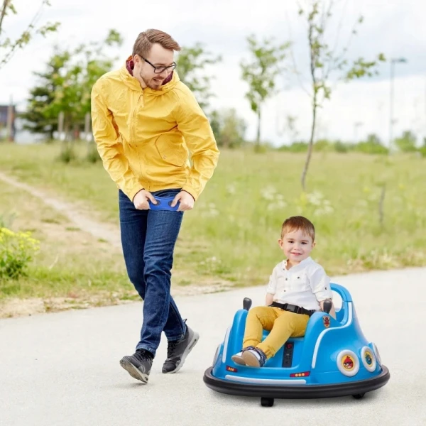 Elektro Bumper Car dla dzieci 12V z pilotem 360° LED Angry Birds niebieski AIYAPLAY