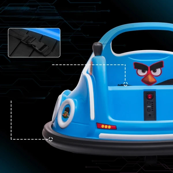 Elektro Bumper Car dla dzieci 12V z pilotem 360° LED Angry Birds niebieski AIYAPLAY