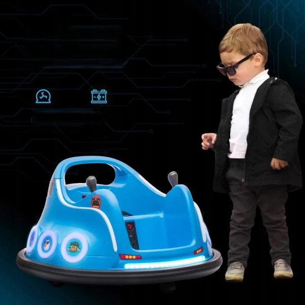 Elektro Bumper Car dla dzieci 12V z pilotem 360° LED Angry Birds niebieski AIYAPLAY