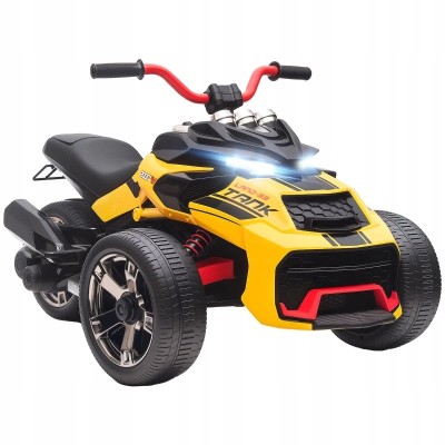 Quad elektryczny dla dzieci AIYAPLAY 12V ATV 3-kołowy MP3 LED żółty