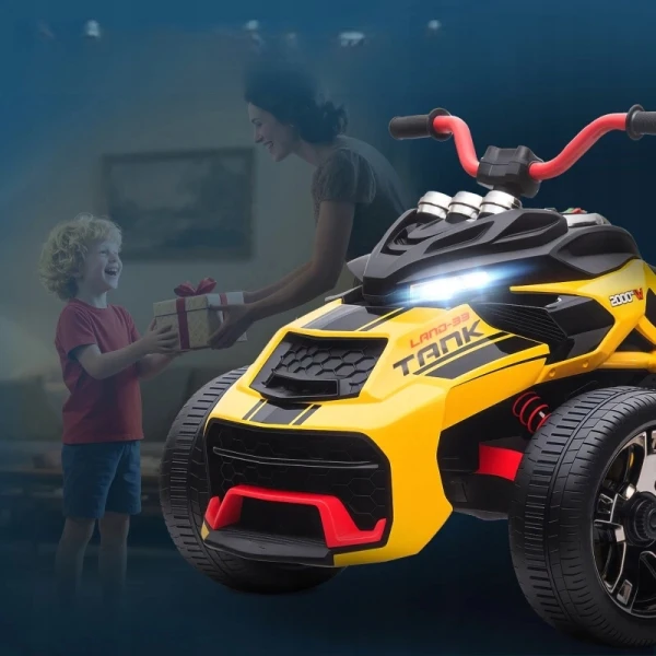 Quad elektryczny dla dzieci AIYAPLAY 12V ATV 3-kołowy MP3 LED żółty