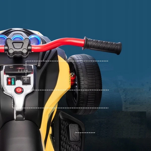 Quad elektryczny dla dzieci AIYAPLAY 12V ATV 3-kołowy MP3 LED żółty