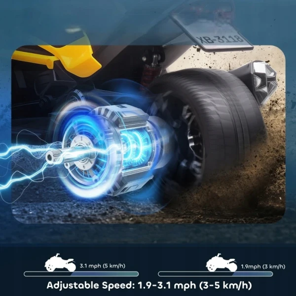 Quad elektryczny dla dzieci AIYAPLAY 12V ATV 3-kołowy MP3 LED żółty