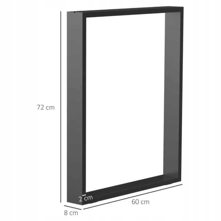 Nogi do stołu stalowe 60 x 72 cm zestaw 2 szt. czarne HOMCOM