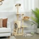 Drapak dla kota PawHut 134 cm z domkiem, legowiskiem, platformą, beżowy