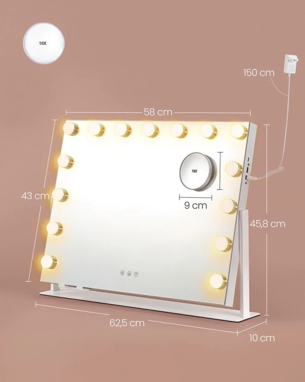 Lustro do makijażu SONGMICS LED USB 3 tryby światła