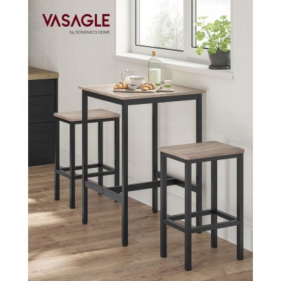 Stół barowy kuchenny loft VASAGLE 60 x 60 x 90 cm szaro-czarny