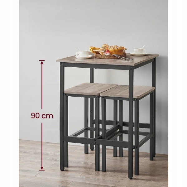 Stół barowy kuchenny loft VASAGLE 60 x 60 x 90 cm szaro-czarny