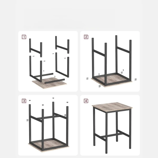 Stół barowy kuchenny loft VASAGLE 60 x 60 x 90 cm szaro-czarny