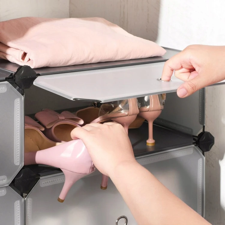 Regał na buty SONGMICS modułowy, 10 półek, plastikowy, szary