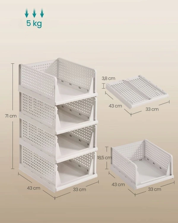 Organizer szuflady SONGMICS zestaw 4 szt. kosze modułowe białe
