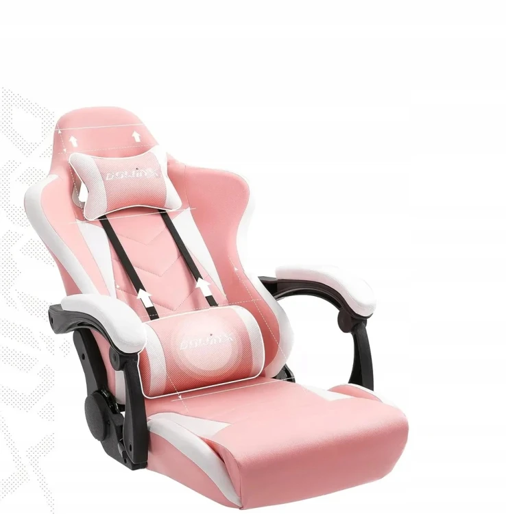 Fotel gamingowy Dowinx Racing Series 6688 różowo-biały