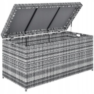 Skrzynia ogrodowa 380L rattan PE 130 x 61 x 65 cm ciemnoszara Outsunny