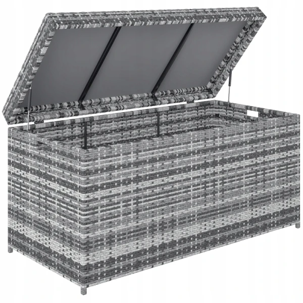 Skrzynia ogrodowa 380L rattan PE 130 x 61 x 65 cm ciemnoszara Outsunny