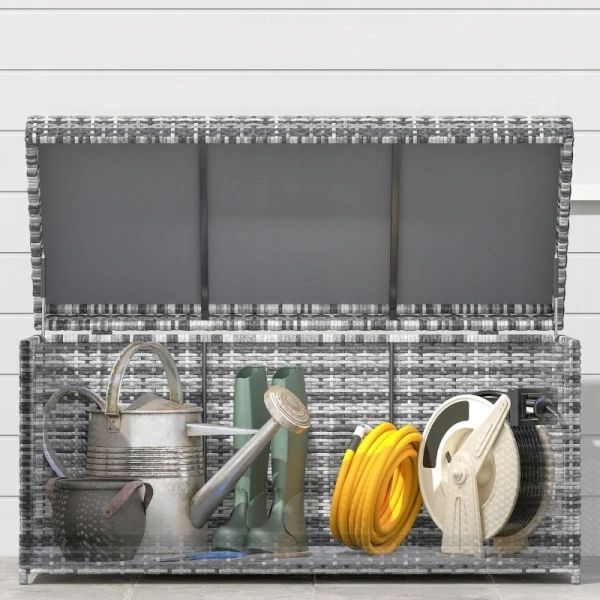Skrzynia ogrodowa 380L rattan PE 130 x 61 x 65 cm ciemnoszara Outsunny
