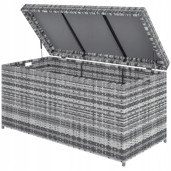 Skrzynia ogrodowa 380L rattan PE 130 x 61 x 65 cm ciemnoszara Outsunny