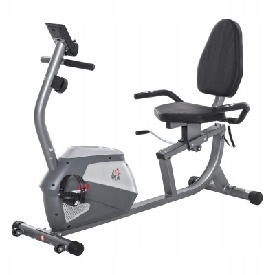 Rower treningowy magnetyczny 8 poziomów LCD HOMCOM szaro-srebrny