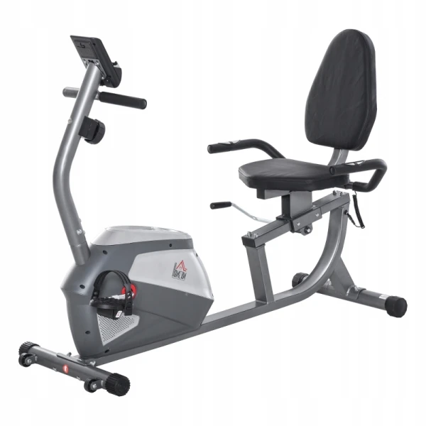 Rower treningowy magnetyczny 8 poziomów LCD HOMCOM szaro-srebrny