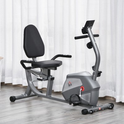 Rower treningowy magnetyczny 8 poziomów LCD HOMCOM szaro-srebrny