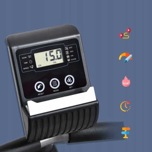 Rower treningowy magnetyczny 8 poziomów LCD HOMCOM szaro-srebrny
