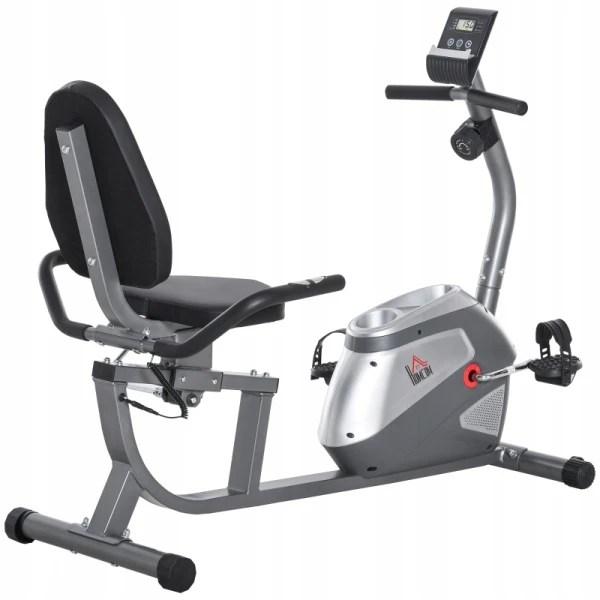Rower treningowy magnetyczny 8 poziomów LCD HOMCOM szaro-srebrny