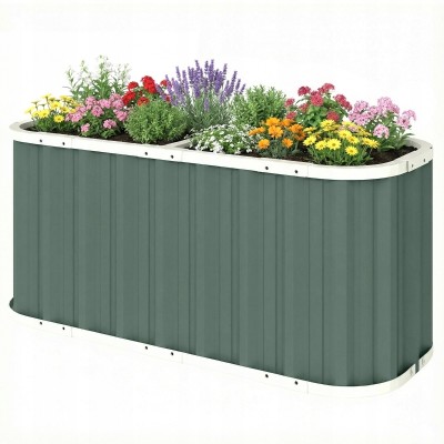 Skrzynia podwyższona metalowa zielona 136 x 53 x 61 cm warzywnik Outsunny