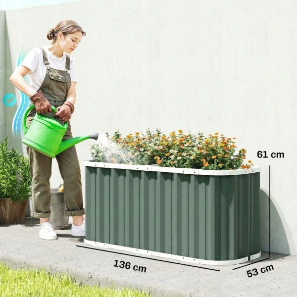 Skrzynia podwyższona metalowa zielona 136 x 53 x 61 cm warzywnik Outsunny