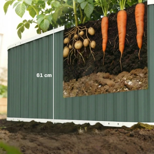 Skrzynia podwyższona metalowa zielona 136 x 53 x 61 cm warzywnik Outsunny