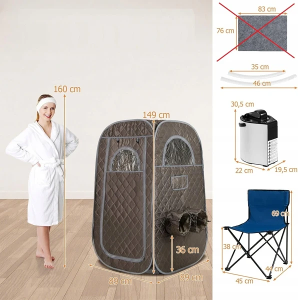 Przenośna sauna parowa 1000W 3L namiot sauna domowa 1-2 osoby COSTWAY