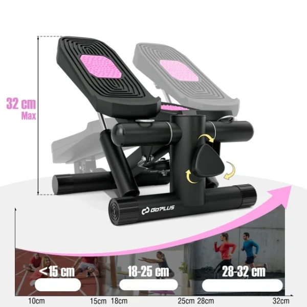 Mini stepper COSTWAY z linkami oporowymi regulowany fitness domowy