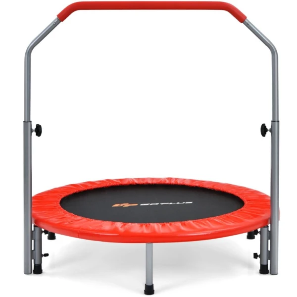 Trampolina fitness COSTWAY 101 cm do 150 kg składana z uchwytem czerwona