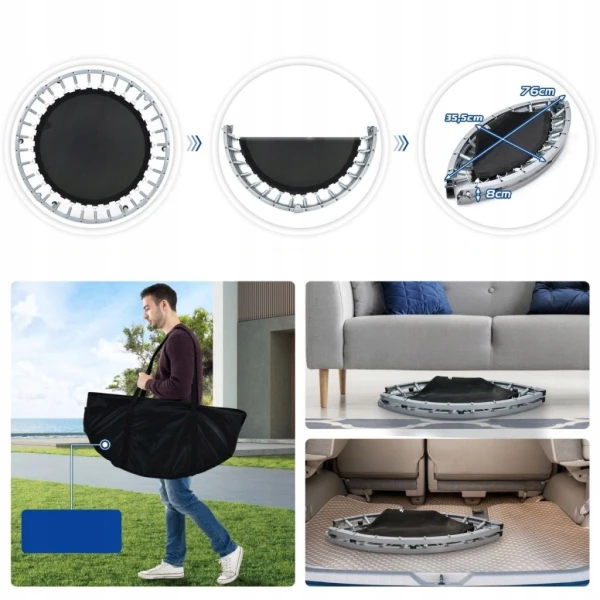 Trampolina fitness COSTWAY 101 cm do 150 kg składana z uchwytem czerwona