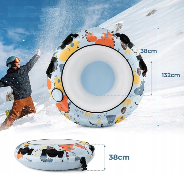 Opona śnieżna COSTWAY 132 cm dmuchane sanki z pompką do 100 kg