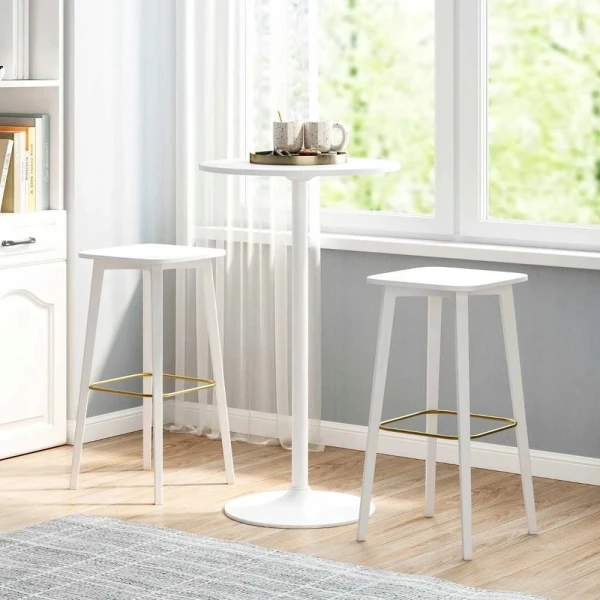 Stolik barowy COSTWAY 60 cm okrągły wysoki biały