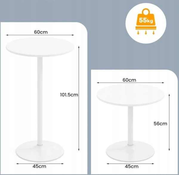 Stolik barowy COSTWAY 60 cm okrągły wysoki biały