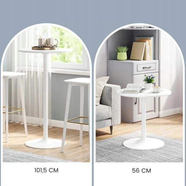 Stolik barowy COSTWAY 60 cm okrągły wysoki biały