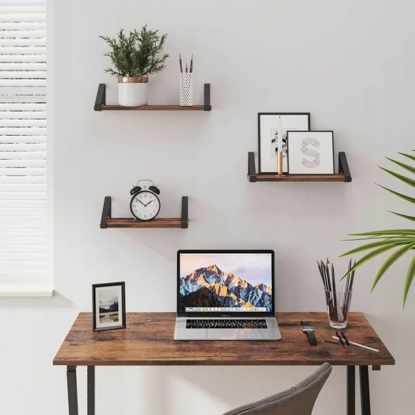 Półki ścienne VASAGLE zestaw 3 szt. industrialne styl loft rustykalny brąz