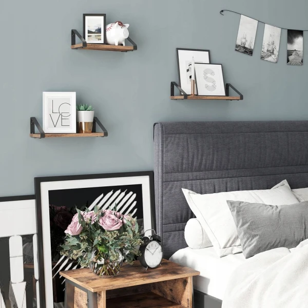 Półki ścienne VASAGLE zestaw 3 szt. industrialne styl loft rustykalny brąz