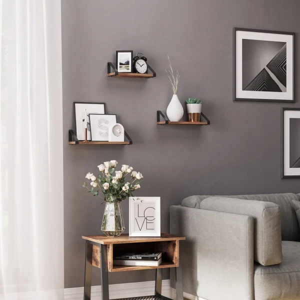 Półki ścienne VASAGLE zestaw 3 szt. industrialne styl loft rustykalny brąz