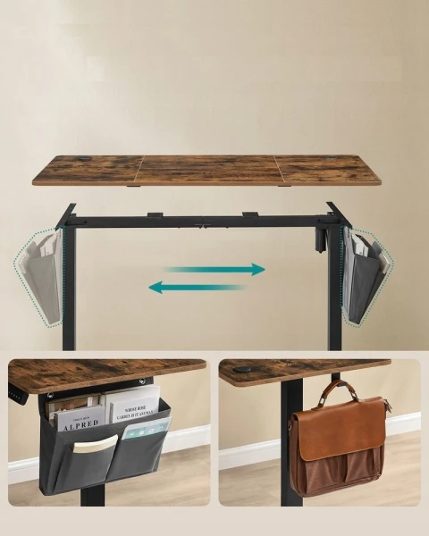 Biurko elektryczne SONGMICS 140x60 cm wysokość 72-120 cm rustykalny brąz